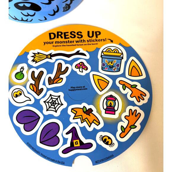 NEW! 2024 MCDONALD'S MCDONALDS HAPPY MEAL BLUE BOO BUCKET w STICKERS - Picture 2 of 3